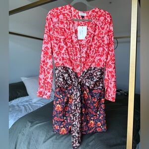 Delfi Collective Floral Mini Dress Womens XS Long Sleeve Boho Coastal Cowgirl